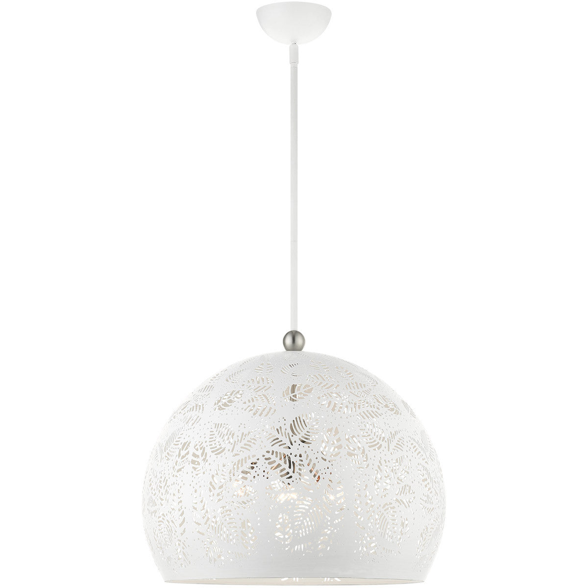 Livex Lighting Chantily Collection 3 Lt White Pendant  in White with Brushed Nickel Accents 49544-03