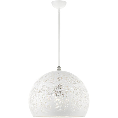 Livex Lighting Chantily Collection 3 Lt White Pendant  in White with Brushed Nickel Accents 49544-03