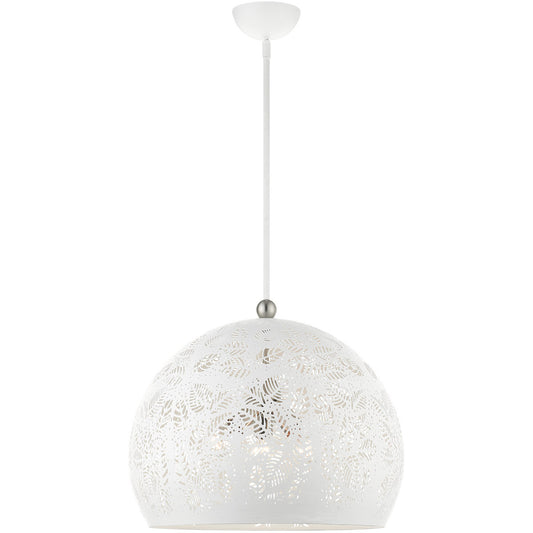 Livex Lighting Chantily Collection 3 Lt White Pendant  in White with Brushed Nickel Accents 49544-03