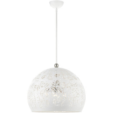 Livex Lighting Chantily Collection 3 Lt White Pendant  in White with Brushed Nickel Accents 49544-03