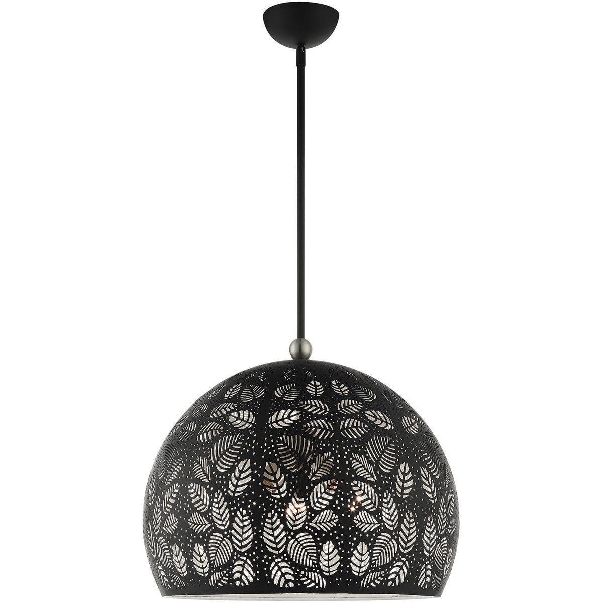 Livex Lighting Chantily Collection 3 Lt Black Pendant in Black with Brushed Nickel Accents 49544-04