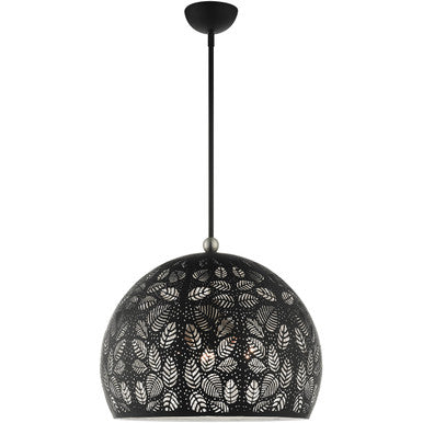 Livex Lighting Chantily Collection 3 Lt Black Pendant in Black with Brushed Nickel Accents 49544-04