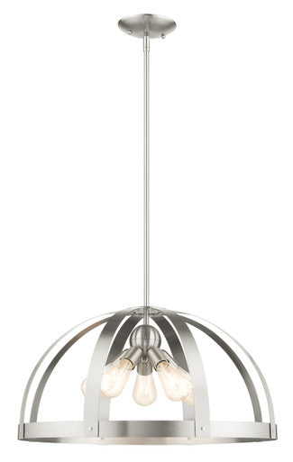 Livex Lighting Stoneridge Collection  5 Light Brushed Nickel Pendant Chandelier in Brushed Nickel 49645-91