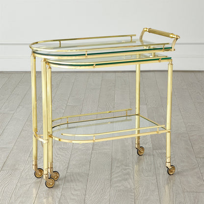 Global Views Gallery Folding Bar Cart Shiny Brass 9.93555