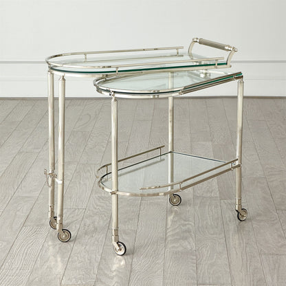 Global Views Gallery Folding Bar Cart Shiny Nickel 9.93554