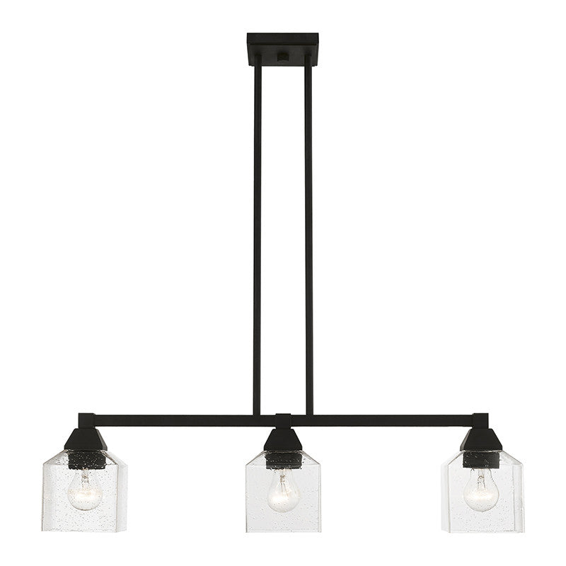 Livex Lighting Aragon Collection  3 Light Black Linear Chandelier in Black 49763-04