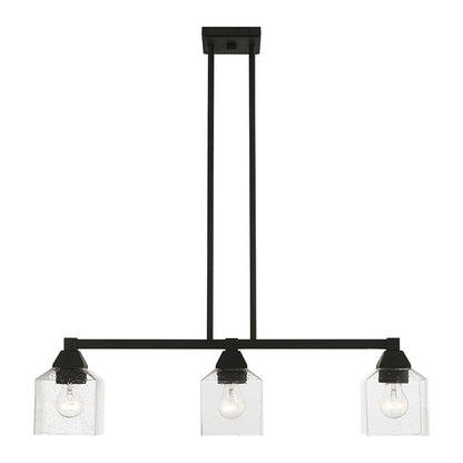 Livex Lighting Aragon Collection  3 Light Black Linear Chandelier in Black 49763-04