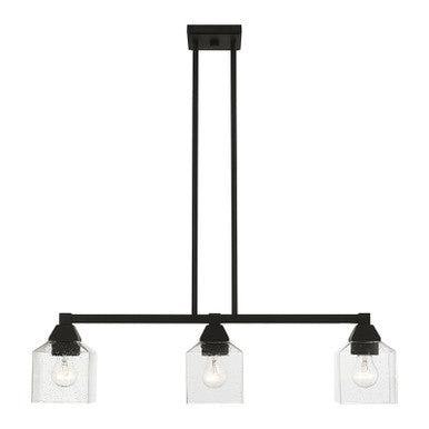 Livex Lighting Aragon Collection  3 Light Black Linear Chandelier in Black 49763-04