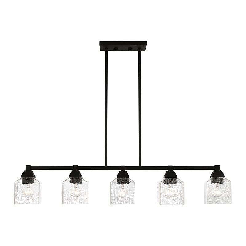 Livex Lighting Aragon Collection  5 Light Black Linear Chandelier in Black 49765-04