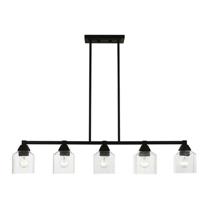 Livex Lighting Aragon Collection  5 Light Black Linear Chandelier in Black 49765-04