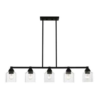 Livex Lighting Aragon Collection  5 Light Black Linear Chandelier in Black 49765-04