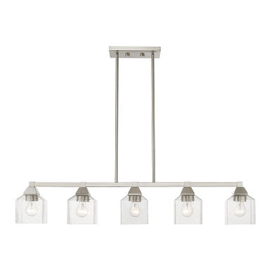 Livex Lighting Aragon Collection  5 Light Brushed Nickel Linear Chandelier in Brushed Nickel 49765-91