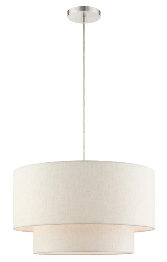 Livex Lighting Blossom Collection  3 Light Brushed Nickel Pendant  in Brushed Nickel 49803-91