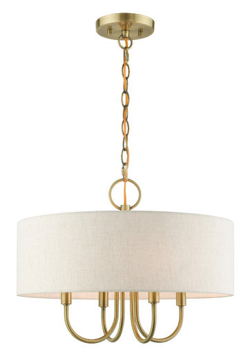 Livex Lighting Blossom Collection  4 Light Antique Brass Pendant Chandelier in Antique Brass 49804-01