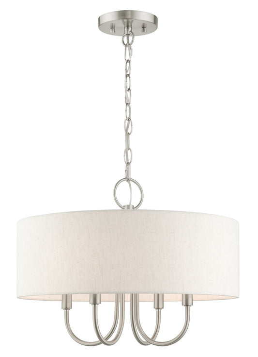 Livex Lighting Blossom Collection  4 Light Brushed Nickel Pendant Chandelier in Brushed Nickel 49804-91