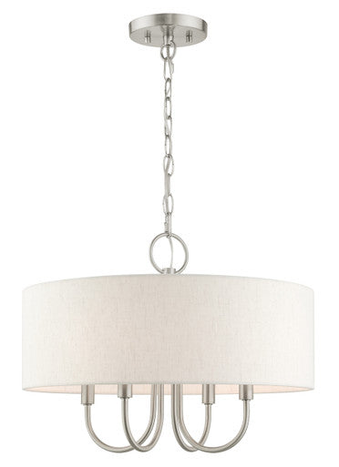 Livex Lighting Blossom Collection  4 Light Brushed Nickel Pendant Chandelier in Brushed Nickel 49804-91