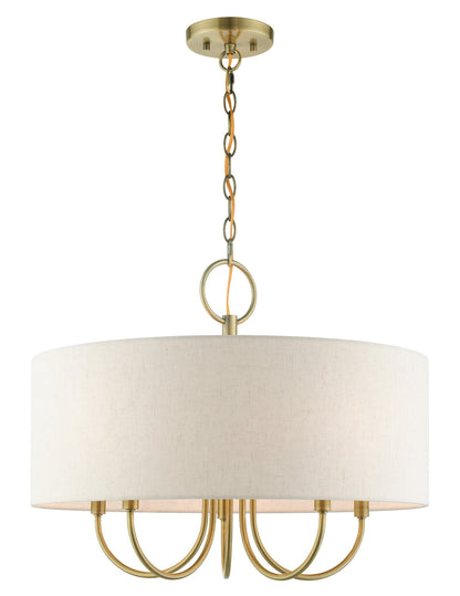 Livex Lighting Blossom Collection  5 Light Antique Brass Pendant Chandelier in Antique Brass 49805-01