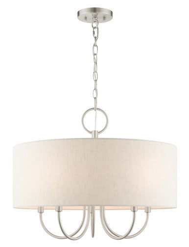 Livex Lighting Blossom Collection  5 Light Brushed Nickel Pendant Chandelier in Brushed Nickel 49805-91