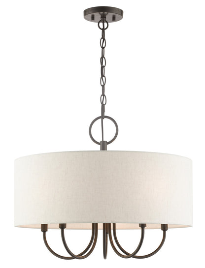 Livex Lighting Blossom Collection  5 Light English Bronze Pendant Chandelier in English Bronze  49805-92