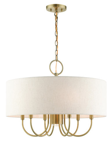 Livex Lighting Blossom Collection  7 Light Antique Brass Pendant Chandelier in Antique Brass 49806-01