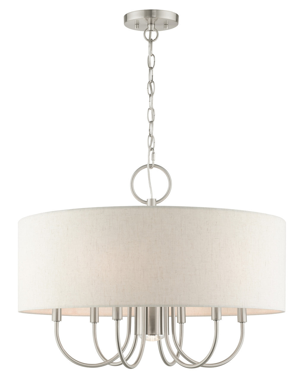 Livex Lighting Blossom Collection  7 Light Brushed Nickel Pendant Chandelier in Brushed Nickel 49806-91