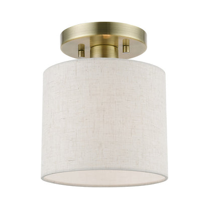 Livex Lighting Blossom Collection  1 Light Antique Brass Petite Semi-Flush in Antique Brass 49807-01