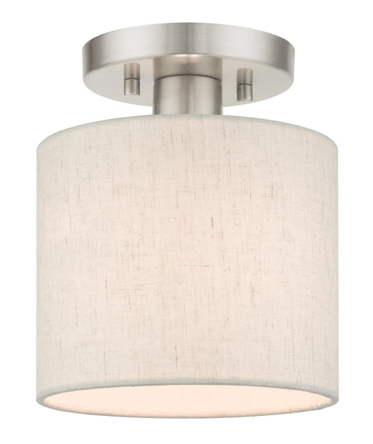 Livex Lighting Blossom Collection  1 Light Brushed Nickel Semi Flush in Brushed Nickel 49807-91