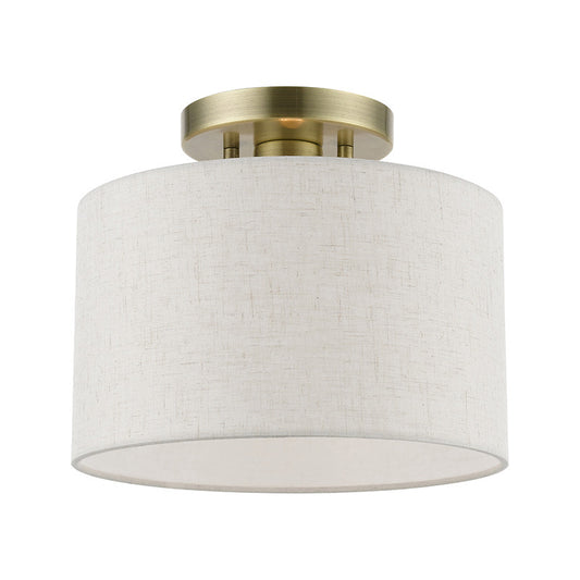 Livex Lighting Blossom Collection  1 Light Antique Brass Small Semi-Flush in Antique Brass 49808-01