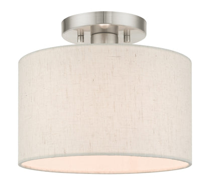 Livex Lighting Blossom Collection  1 Light Brushed Nickel Semi Flush in Brushed Nickel 49808-91