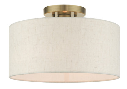 Livex Lighting Blossom Collection  1 Light Antique Brass Semi Flush in Antique Brass 49809-01