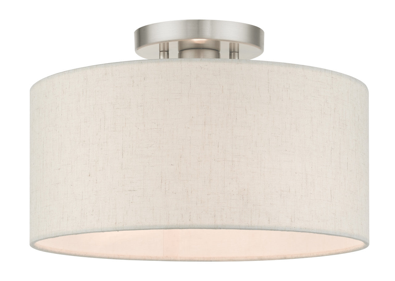 Livex Lighting Blossom Collection  1 Light Brushed Nickel Semi Flush in Brushed Nickel 49809-91