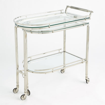 Global Views Gallery Folding Bar Cart Shiny Nickel 9.93554