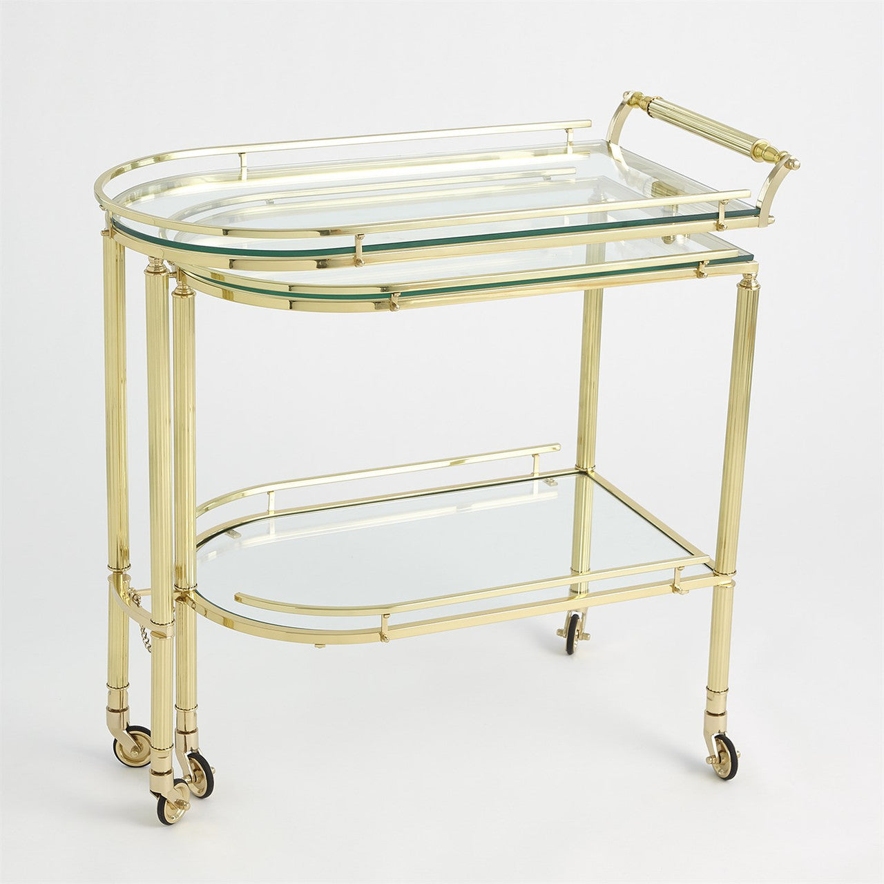 Global Views Gallery Folding Bar Cart Shiny Brass 9.93555