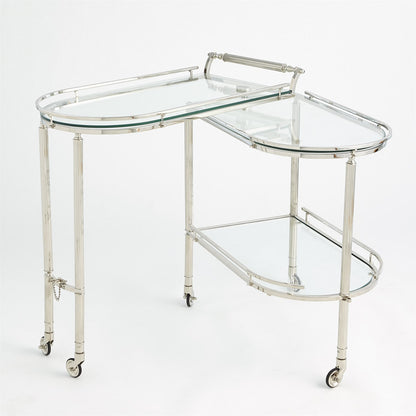 Global Views Gallery Folding Bar Cart Shiny Nickel 9.93554