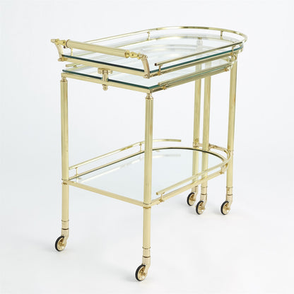 Global Views Gallery Folding Bar Cart Shiny Brass 9.93555