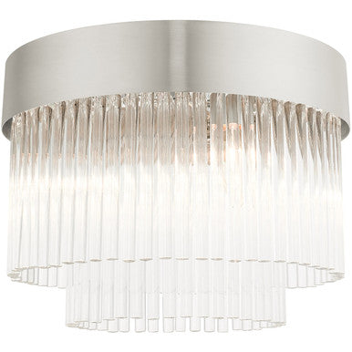 Livex Lighting Norwich Collection 4 Lt Brushed Nickel Flushed Mount in Brushed Nickel 49827-91