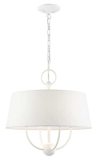 Livex Lighting Ridgecrest Collection  4 Light White Pendant Chandelier in White 49844-03