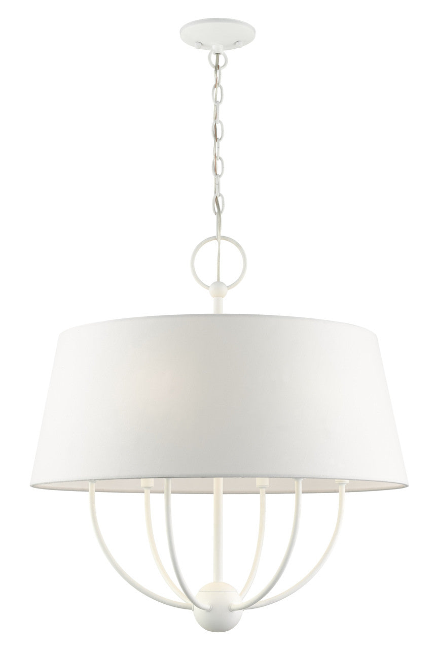 Livex Lighting Ridgecrest Collection  6 Light White Pendant Chandelier in White 49846-03