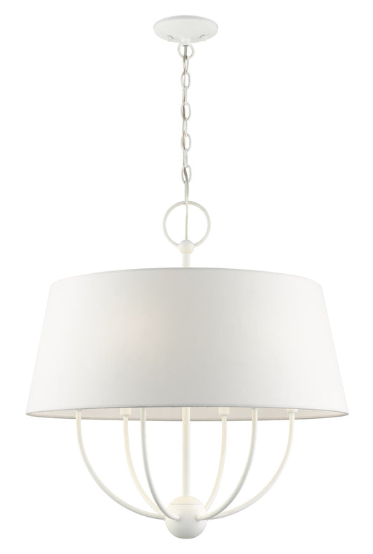 Livex Lighting Ridgecrest Collection  6 Light White Pendant Chandelier in White 49846-03