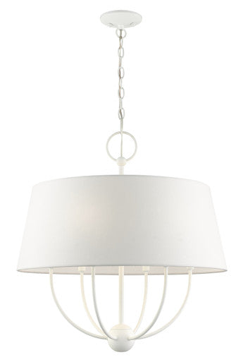 Livex Lighting Ridgecrest Collection  6 Light White Pendant Chandelier in White 49846-03