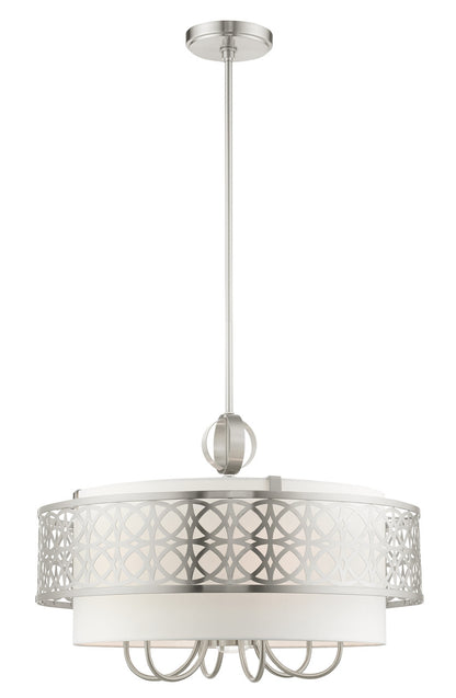 Livex Lighting Calinda Collection  7 Light Soft Gold Pendant Chandelier in Brushed Nickel 49866-91