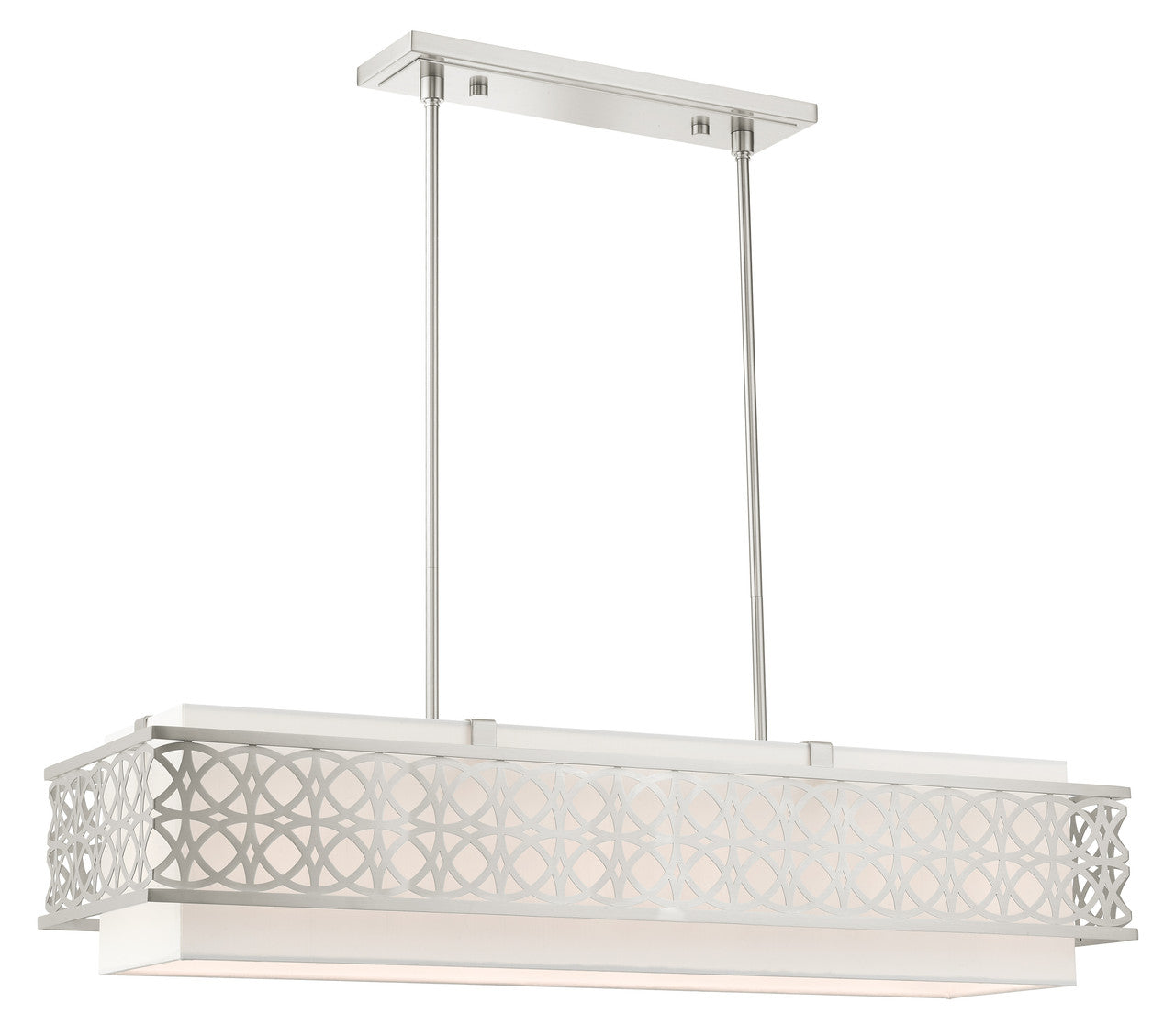 Livex Lighting Calinda Collection  6 Light Brushed Nickel Linear Chandelier in Brushed Nickel 49868-91