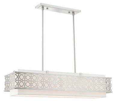 Livex Lighting Calinda Collection  6 Light Brushed Nickel Linear Chandelier in Brushed Nickel 49868-91