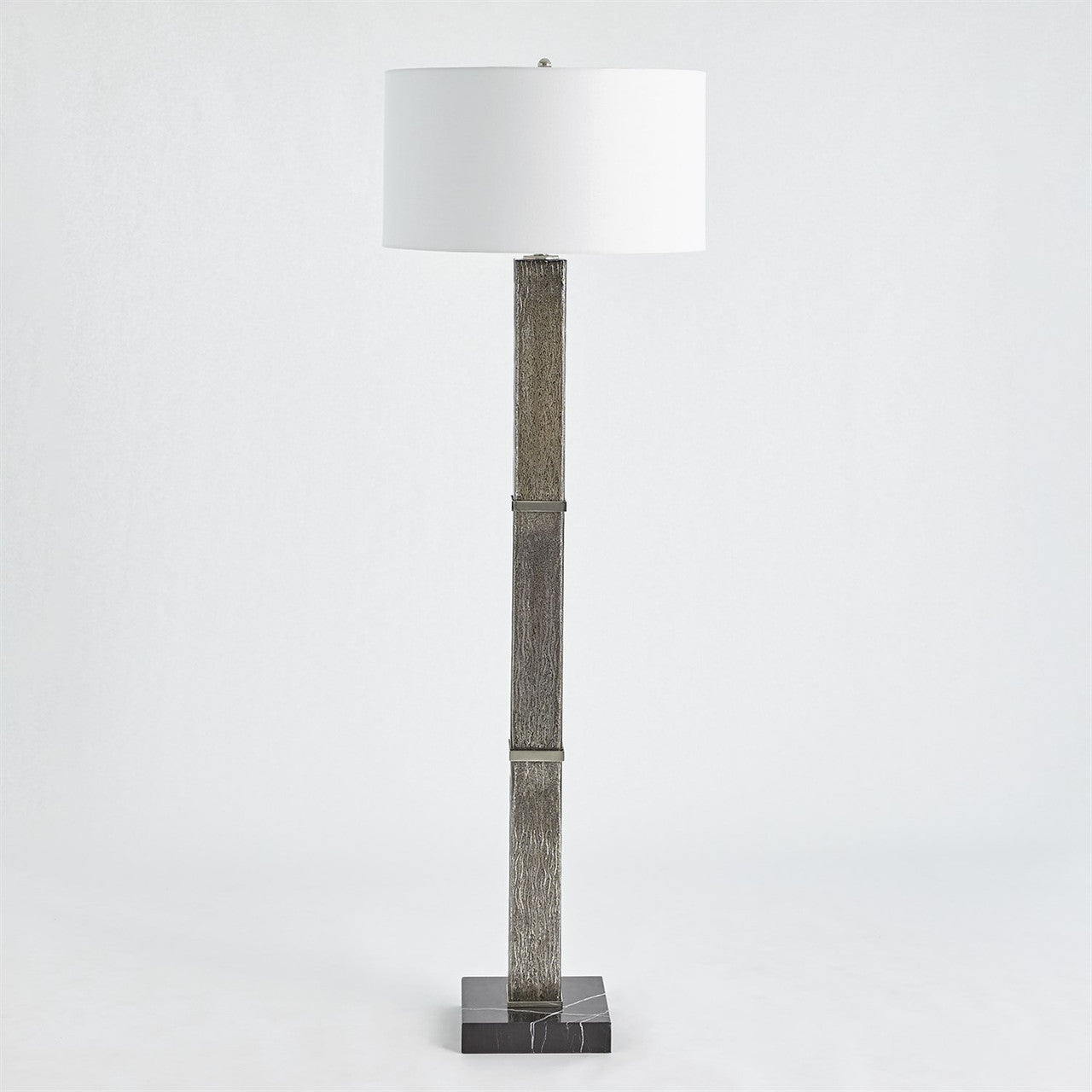 Global Views Square Column Mercury Glass Floor Lamp in Nickel 8.82886