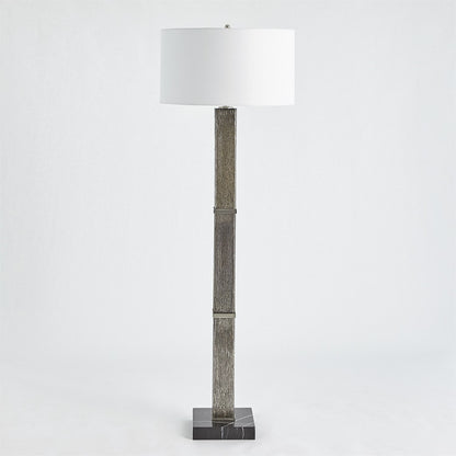 Global Views Square Column Mercury Glass Floor Lamp in Nickel 8.82886