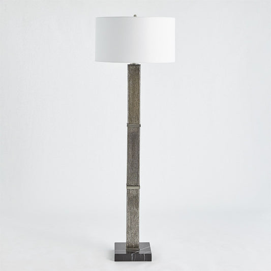 Global Views Square Column Mercury Glass Floor Lamp in Nickel 8.82886