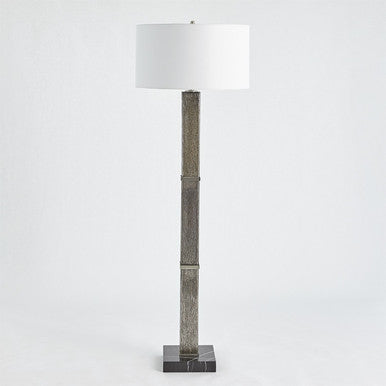 Global Views Square Column Mercury Glass Floor Lamp in Nickel 8.82886