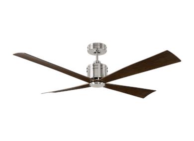 Visual Comfort Fan Launceton 56" Ceiling Fan - Brushed Steel, Handheld Remote, 6-speed, Reverse, indoor/outdoor 4LNCR56BS