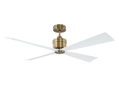 Visual Comfort Fan Launceton 56" Ceiling Fan - Hand Rubbed Antique Brass, Handheld Remote, 6-speed, Reverse, indoor/outdoor 4LNCR56HAB