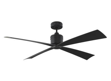 Visual Comfort Fan Launceton 56" Ceiling Fan - Midnight Black, Handheld Remote, 6-speed, Reverse, indoor/outdoor 4LNCR56MBK